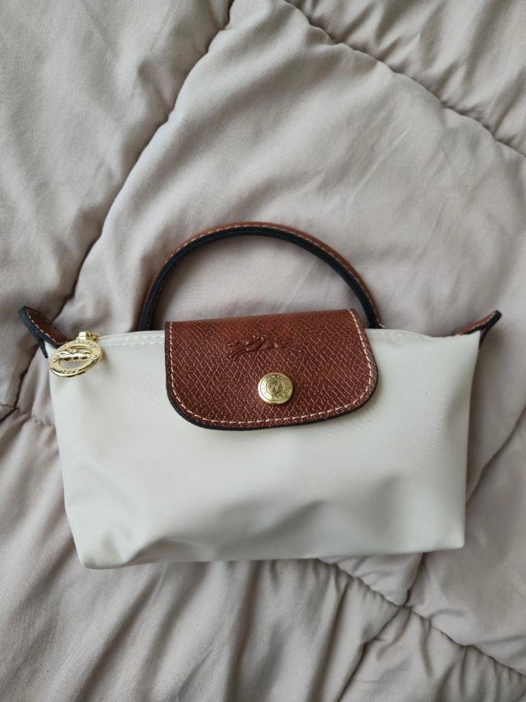 Longchamp tas mini Le Pliage beige met schouderband, Ophalen of Verzenden