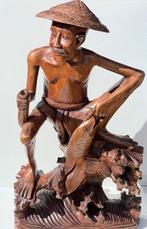 Expressief gesneden Balinese visser, Ophalen of Verzenden