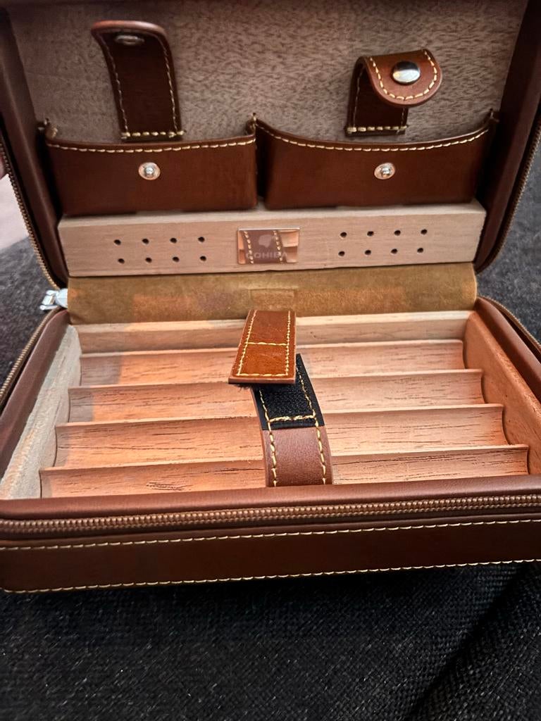 Luxe Cohiba Sigaren Humidor Reisetui - Bruin Leer, Verzamelen, Ophalen, Zo goed als nieuw, Overige typen