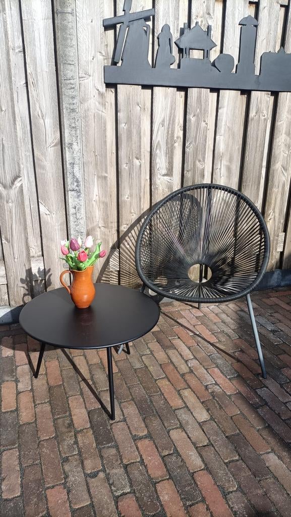 Zwarte bijzettafel, rond, Ophalen