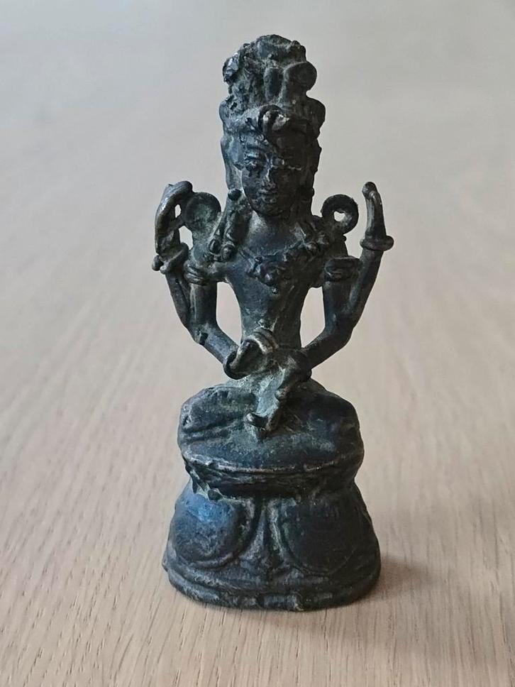 Antiek Bronzen Ardhanarishvara-idool beeld Panchaloha Shiva, Antiek en Kunst, Antiek | Koper en Brons, Brons, Ophalen of Verzenden