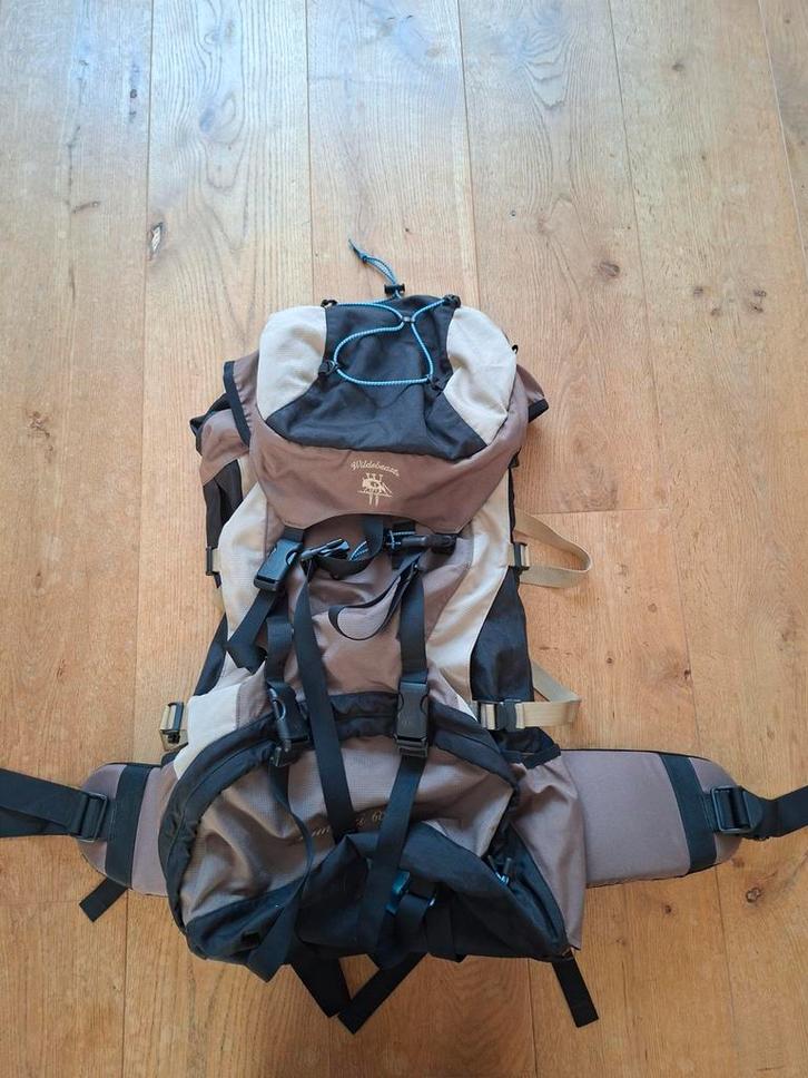 Wildebeast Zambezi 60-70 backpack zwart/bruin, Sport en Fitness, Bergsport en Wandelen, Gebruikt, Rugzak, Ophalen