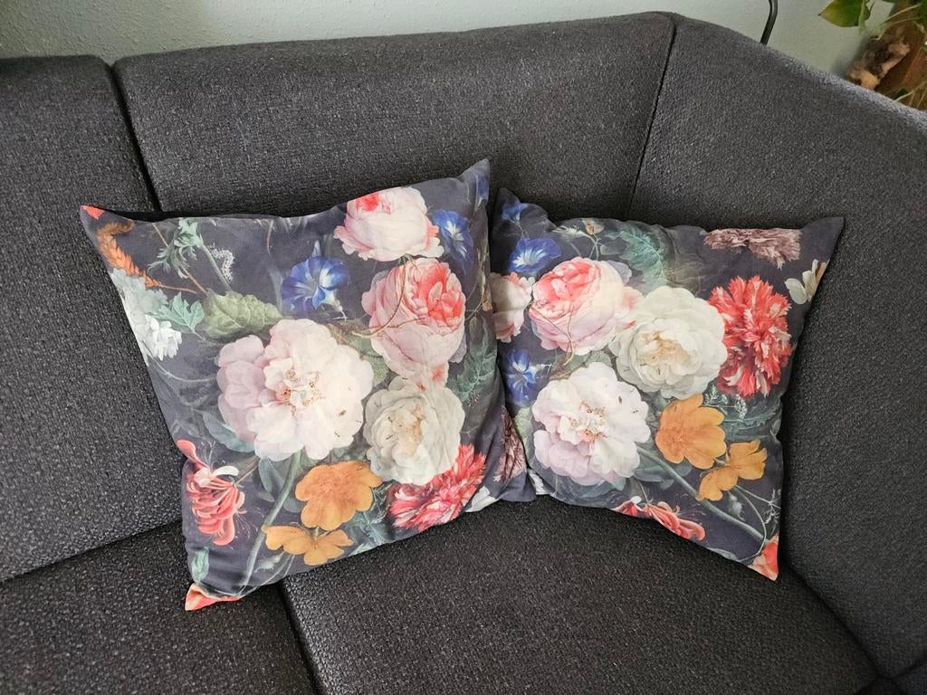 2x Sierkussentjes 40x40 Jan Davidsz. De Heem - Bloemen, Ophalen of Verzenden, Zo goed als nieuw, Vierkant