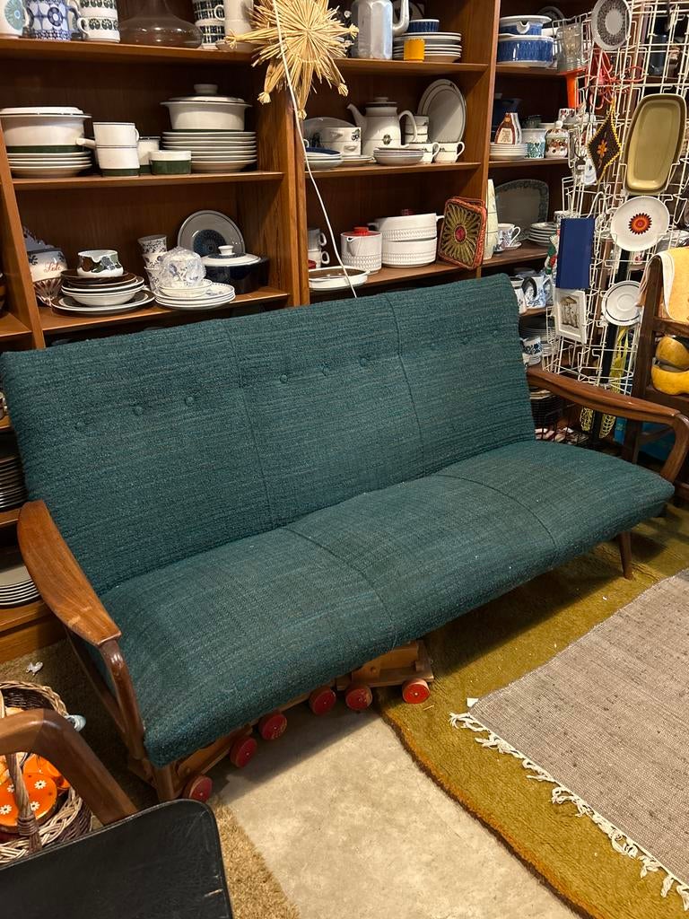Eyecatcher! Zweedse Design Bank - Kvadrat Stof - Blauw/Groen, Ophalen, Minder dan 75 cm, 150 tot 200 cm, Vintage