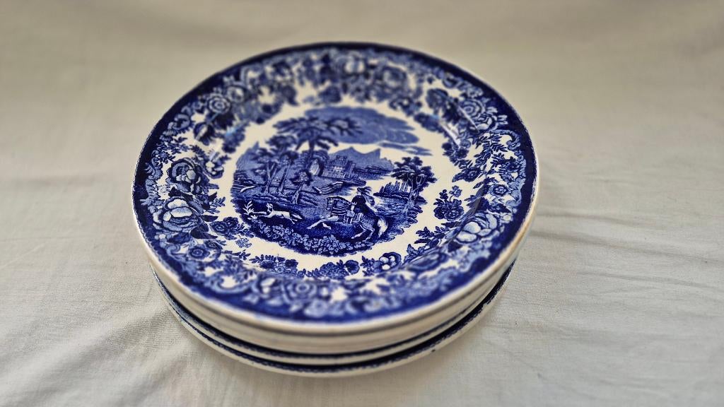 6x Amazone blauw borden Petrus Regout, Antiek en Kunst, Ophalen of Verzenden
