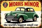 Metalen wandbord met de Moris Minor (01), Ophalen of Verzenden, Nieuw, Auto's