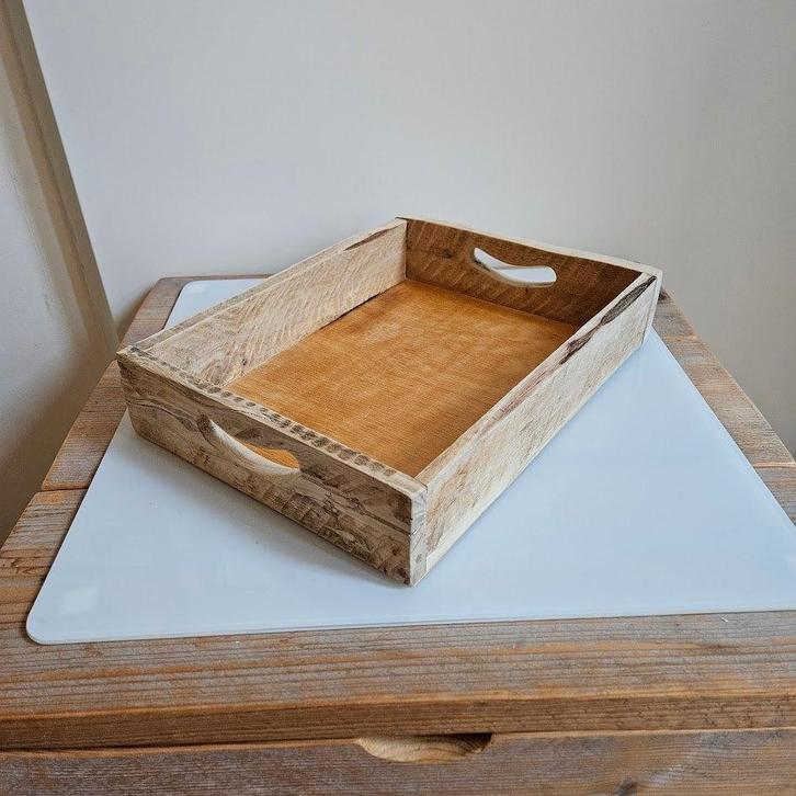 DIY sloophouten dienblad (39x38x7,5 cm), Huis en Inrichting, Woonaccessoires | Dienbladen, Zo goed als nieuw, Hout, Rechthoekig