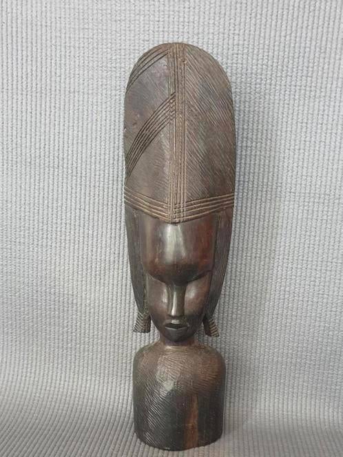 Vintage handgesneden vrouwelijk figuur sculptuur, Ophalen of Verzenden, 20 - 50 cm, Beeld, Hout