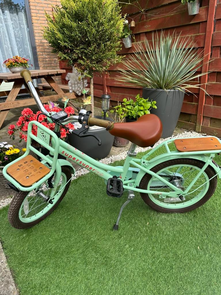 SupersuperCooperBamboo 16 inchKinderfiets Meisjes Pistache, Ophalen, Gebruikt, 16 inch, Handrem