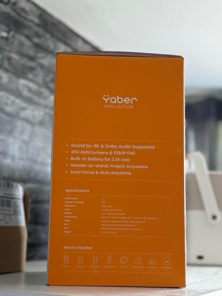 Yaber T2 Projector/Beamer - Full HD, Audio, Tv en Foto, Beamers, Ophalen of Verzenden, Zo goed als nieuw, LED, Full HD (1080)