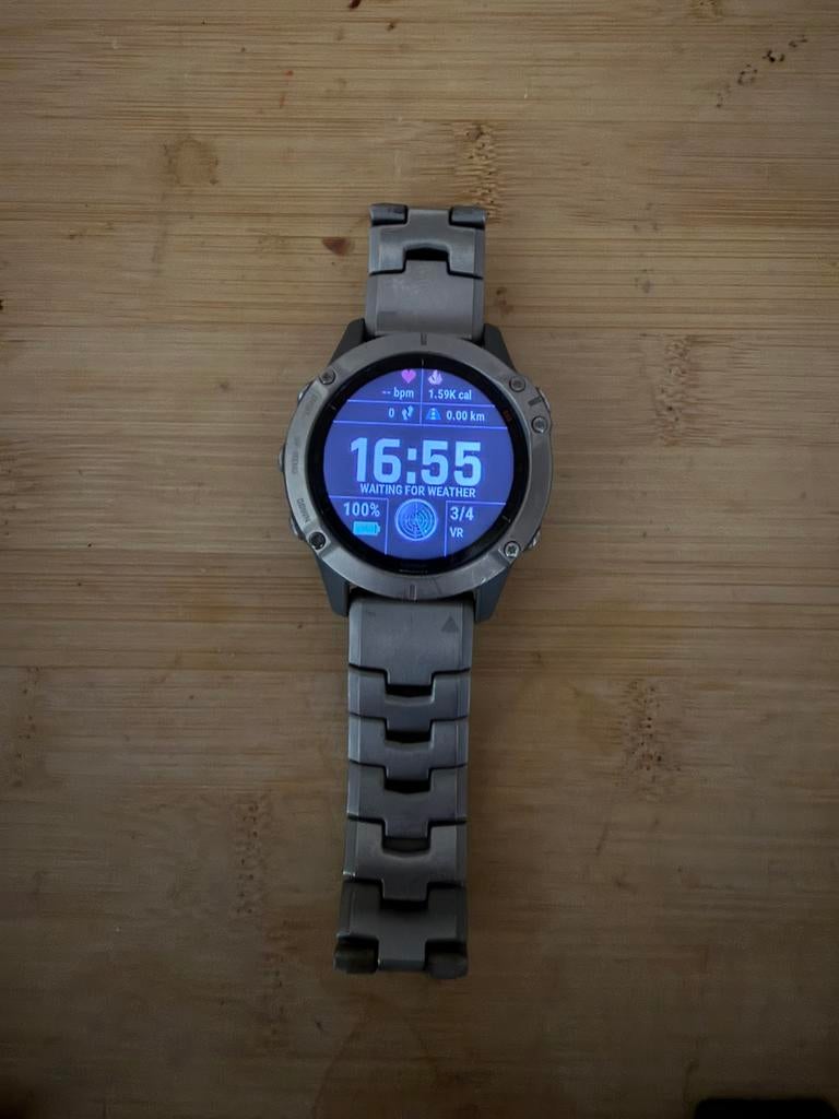 Garmin fenix6 Sapphire Titanium Grey, Ophalen of Verzenden, Zo goed als nieuw, Waterdicht, Grijs