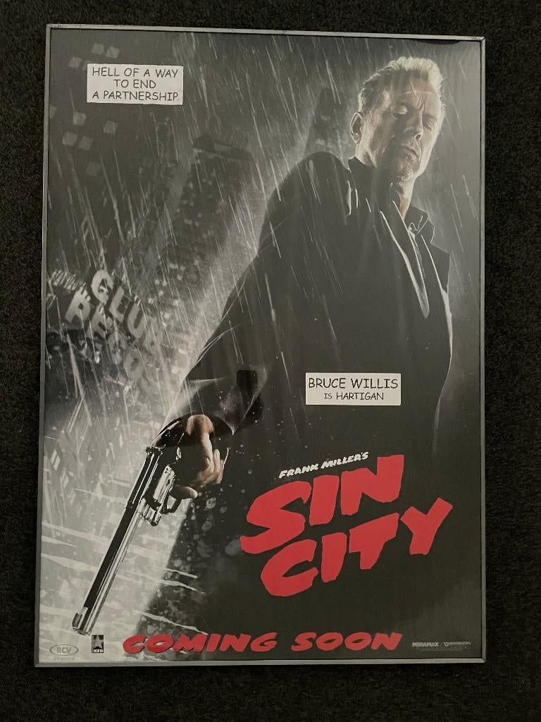 Sin City poster in lijst set van 5 Bruce Willis Jessica Alba, Ophalen, 125 cm of meer, Zo goed als nieuw, Foto of Poster