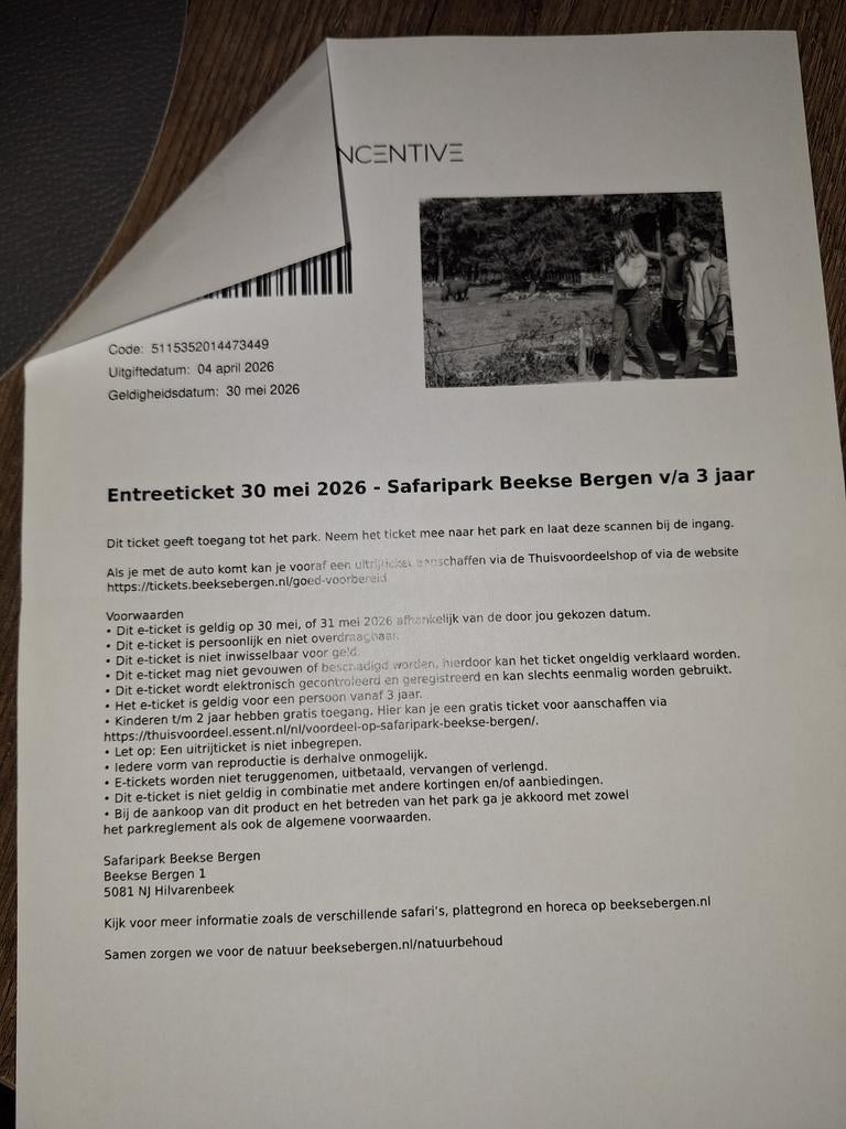 Ter overname, Twee personen, Ticket of Toegangskaart