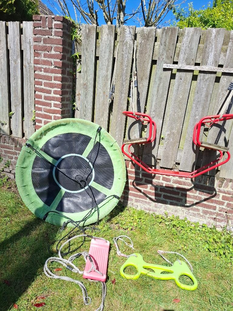 Complete schommelset: nestschommel, duozitje, rekstok etc, Ophalen, Zo goed als nieuw, Schommel