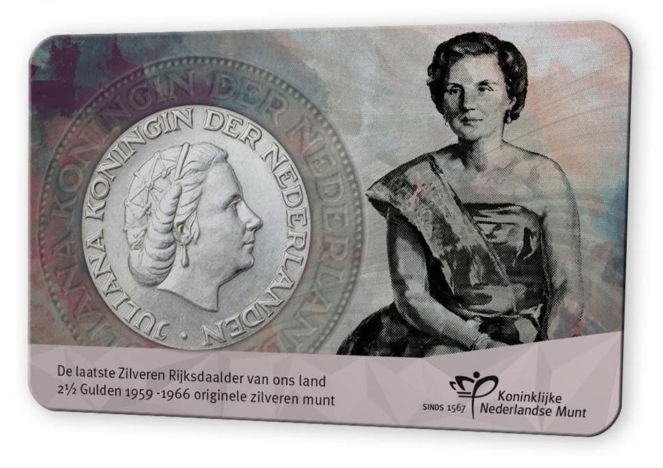 Rijksdaalder Coincard 1964 Juliana 2½ Gulden Zilver zilveren, Koningin Juliana, Zilver, Ophalen of Verzenden, Losse munt