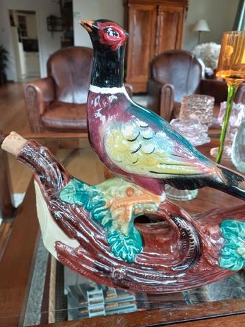 Barbotine Karaf Fazant Vaas KLEM brocante vogel beschikbaar voor biedingen