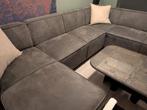 Hoekbank Monet XL - Grijs - Leer - Links, Ophalen, Gebruikt, Leer