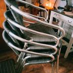 Set van 4 zwarte stoelen met zilveren frame, Huis en Inrichting, Stoelen, Ophalen, Zwart, Zo goed als nieuw, Vier