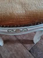 Vintage ovaal voetenbankje mosterd geel fluweel, Ophalen of Verzenden