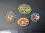Vier vintage MICRO MOZAIEK sieraden - Italië, Sieraden, Tassen en Uiterlijk, Antieke sieraden, Ophalen of Verzenden, Overige materialen