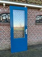 Zware hardhouten achterdeur 82,5x211,5cm., Ophalen, 80 tot 100 cm, 200 tot 215 cm, Glas