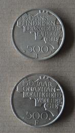 500 fr. België 1980 2 stuks. 1 zilver, 1 verzilverd., Ophalen of Verzenden, Zilver