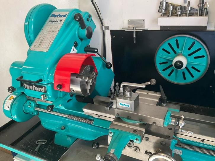MYFORD SUPER SEVEN PLUS BIG BORE DRAAIBANK, Doe-het-zelf en Verbouw, Draaibanken, Zo goed als nieuw, Metaaldraaibank, Ophalen of Verzenden