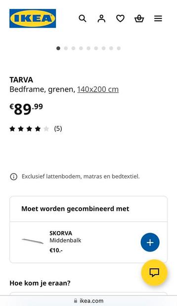 IKEA Tarva Bedframe + Skorva Middenbalk - afbeelding 4