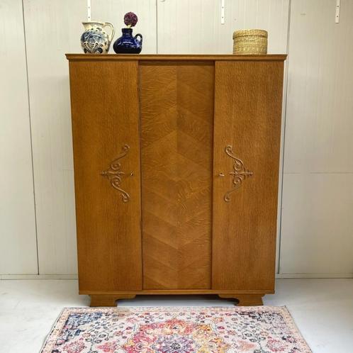 Vintage j`50/60 kledingkast hang/leg linnenkast demontabel, Huis en Inrichting, Kasten | Kledingkasten, Gebruikt, 150 tot 200 cm
