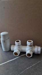 Radiator thermostatische kraanset | mat wit | haaks 50 mm, Ophalen of Verzenden, Nieuw