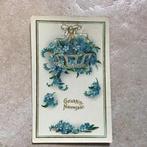 Kerstkaart met vergeetmijnietjes., Verzamelen, Ophalen of Verzenden, Voor 1920, Gelopen, Feest(dag)