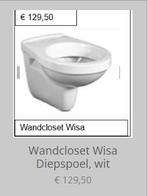 Wandcloset Wisa Diepspoel, wit, Ophalen of Verzenden, Nieuw, Toilet