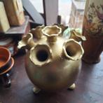 Goudkleurige Tulpenvaas op Pootjes, Huis en Inrichting, Woonaccessoires | Vazen, Overige materialen, Gebruikt, Geel, Ophalen of Verzenden