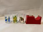 Retro Set van 3 Limonadeglaasjes met fruitopdruk Druif Aard, Verzamelen, Glas en Borrelglaasjes, Ophalen, Gebruikt, Frisdrankglas