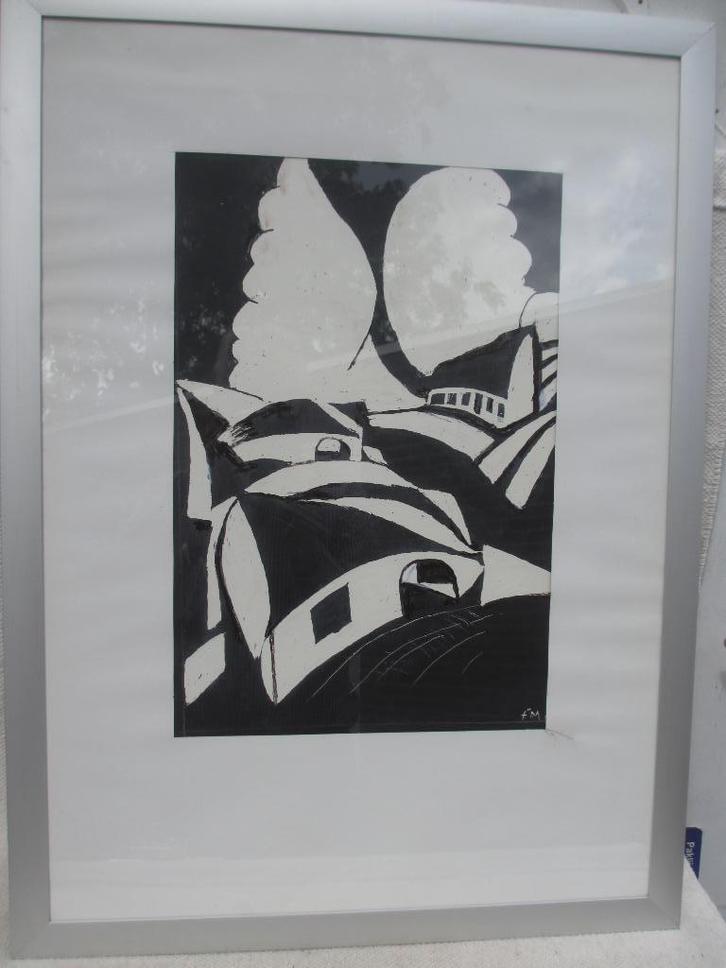 Aparte "voorstudie" van houtdruk Joris Minne, Antiek en Kunst, Kunst | Etsen en Gravures, Ophalen