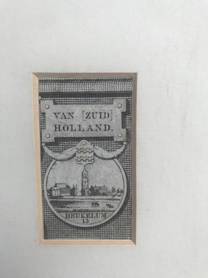 Heukelum, Buuren, miniatuurets Cornelis Visscher, 1729, mooi, Antiek en Kunst, Kunst | Etsen en Gravures, Ophalen of Verzenden