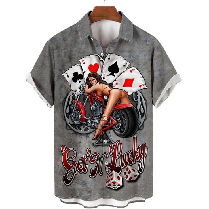 Motor met kaarten en sexy vrouw overhemd heren mannen, Kleding | Heren, Overhemden, Nieuw, Verzenden