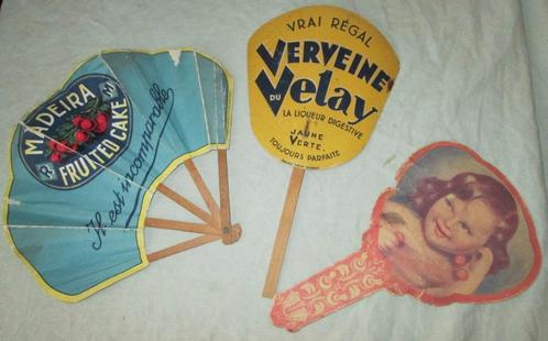 3 oude reclame waaiers, Antiek en Kunst, Antiek | Kleding en Accessoires, Ophalen of Verzenden