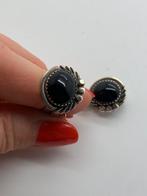 V500 Prachtige vintagr zilveren clipoorbellen met onyx, Ophalen of Verzenden, X, Met edelsteen, Zilver