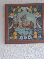 Tegeltableau met schepen in houten lijst, Ophalen