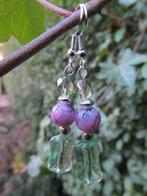 Oorbellen Spring Glass glas helder-marmer-facet verzilverd, Sieraden, Tassen en Uiterlijk, Oorbellen, Hangers, Nieuw, Groen, Zilver