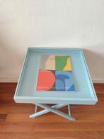 Blue small Table with top glass, Ophalen