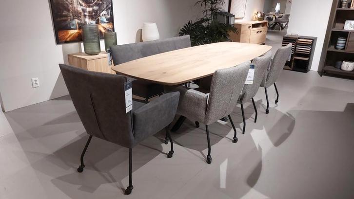 Showroommodel Iris Eetkamerbank en stoelen, Huis en Inrichting, Stoelen, Nieuw, Grijs, Ophalen