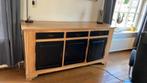 Mooie massief eiken dressoir met zwarte deurtjes en lades, Ophalen, Industrieel, landelijk, modern, Eikenhout, Zo goed als nieuw