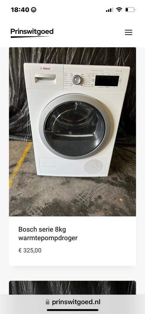 Bosch serie 6 A+++ warmtepompdroger met 6mnd garantie, Witgoed en Apparatuur, Wasdrogers, Zo goed als nieuw, Condens, 6 tot 8 kg