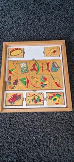 Houten zoekplaatjes spel in doos, Kinderen en Baby's, Speelgoed | Kinderpuzzels, Zo goed als nieuw, Van hout, 4 tot 6 jaar, Meer dan 50 stukjes