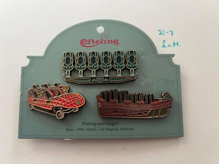 Efteling pin - EPP 473 - 474 - 475 - Efteling-voertuigen, Verzamelen, Efteling, Nieuw, Button of Speldje, Ophalen of Verzenden