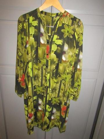 G507 Norah mt 40 nieuw jurk tuniek chiffon army lime beschikbaar voor biedingen