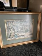Mooie tekening print met lijst, Antiek en Kunst, Ophalen of Verzenden
