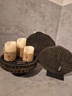 Woondecoratie,  ornament, kaarsen, schaal, Huis en Inrichting, 25 tot 50 cm, Zwart, Ophalen of Verzenden, Zo goed als nieuw